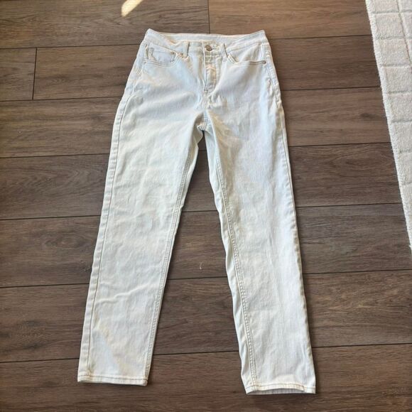 seven7 slim straight jeans white denim size 4 28W high rise - Picture 1 of 6